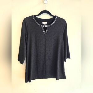 Tradition Black Blouse with patterns  Size M/M (12)